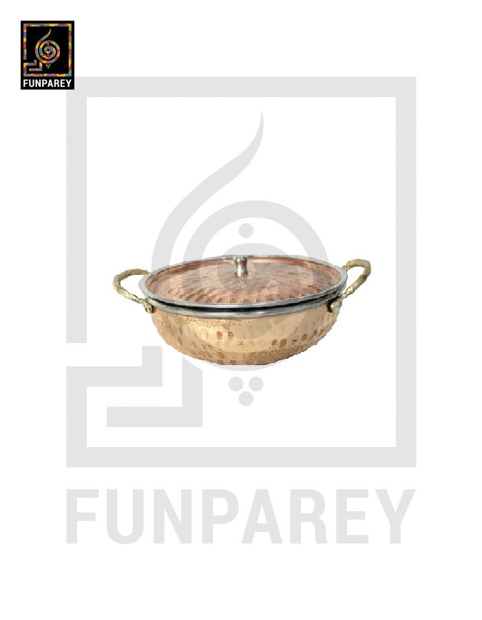 Copper Enclosed Stainless Steel Karahi and Food Warmer 5" (Small)