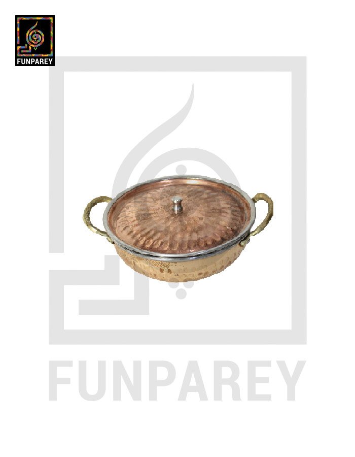 Copper Enclosed Stainless Steel Karahi and Food Warmer 5" (Small)