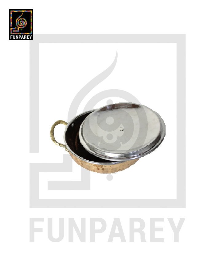 Copper Enclosed Stainless Steel Karahi and Food Warmer 5" (Small)