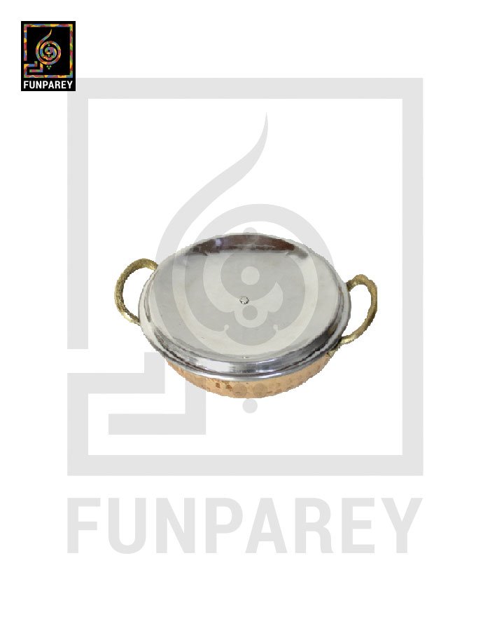 Copper Enclosed Stainless Steel Karahi and Food Warmer 5" (Small)