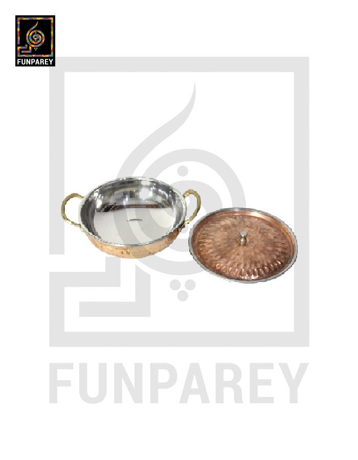 Copper Enclosed Stainless Steel Karahi and Food Warmer 5" (Small)