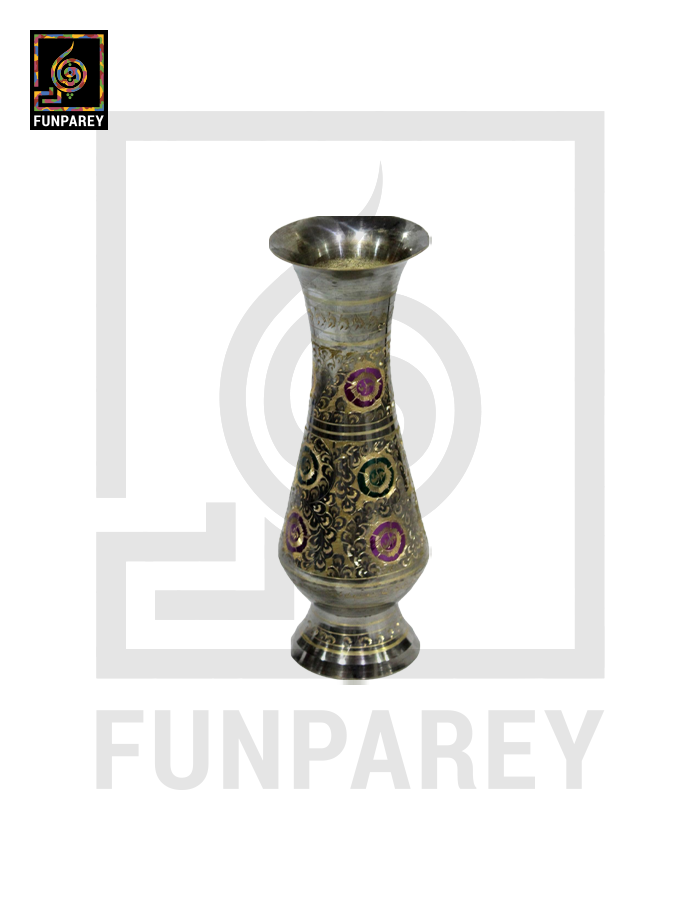 Handmade 10" Brass Vase Pair 'Pastoral'