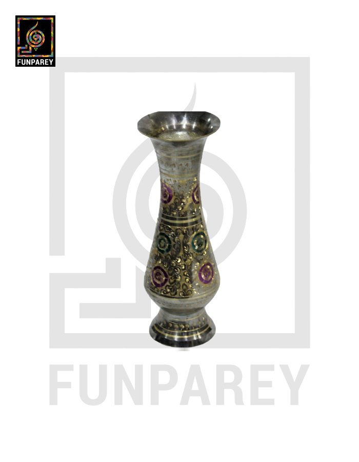 Handmade 10" Brass Vase Pair 'Pastoral'