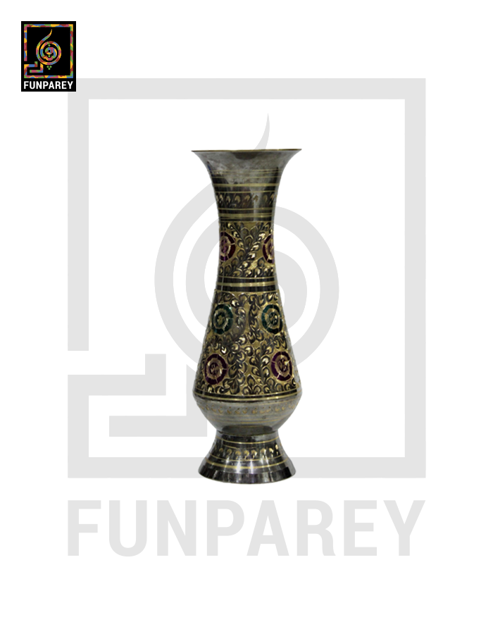 Handmade 10" Brass Vase Pair 'Pastoral'