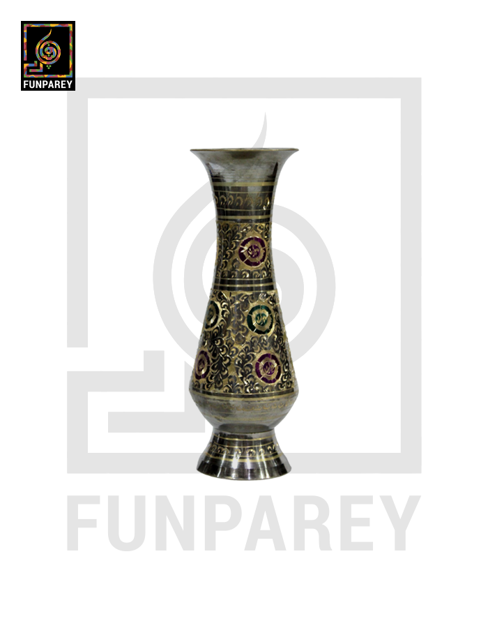 Handmade 10" Brass Vase Pair 'Pastoral'