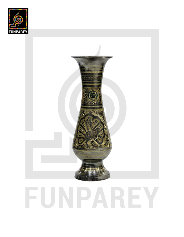 Handmade 10" Brass Vase Pair 'Etched Figurative'