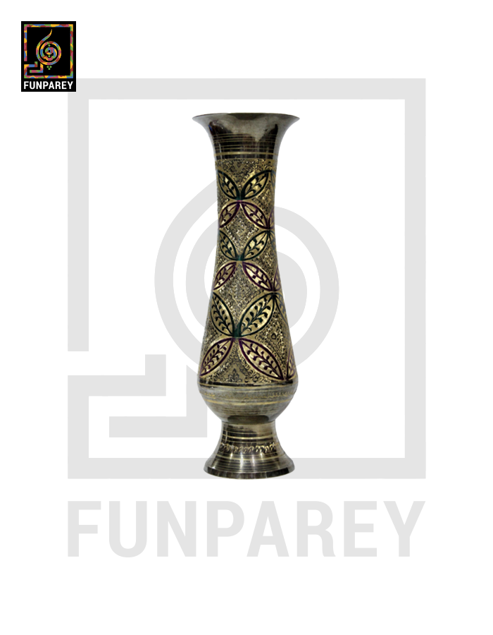 Handmade 14" Brass Vase Pair 'Verdant'