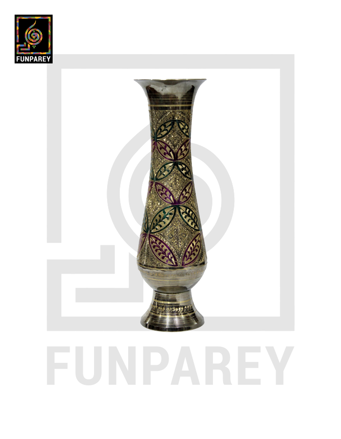 Handmade 14" Brass Vase Pair 'Verdant'