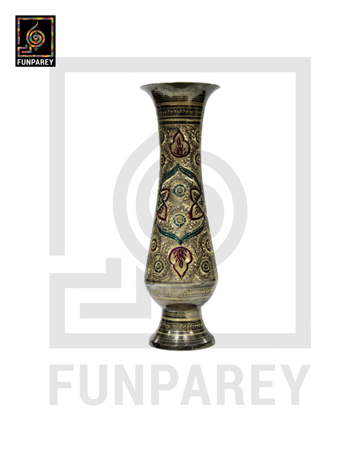 Handmade 12" Brass Vase Pair 'Floret'