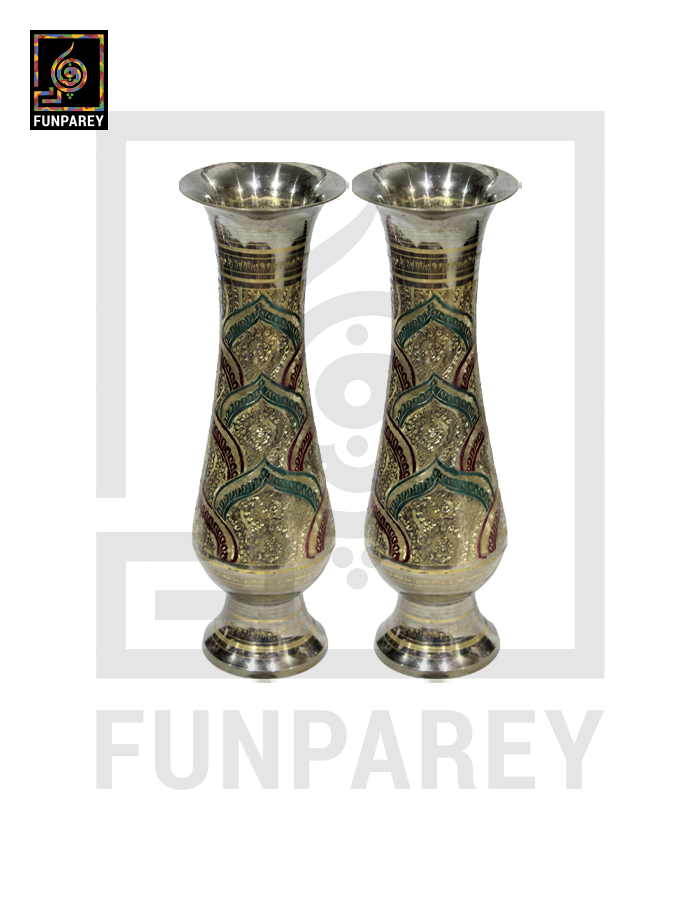 Handmade 12" Brass Vase Pair 'Horizon'