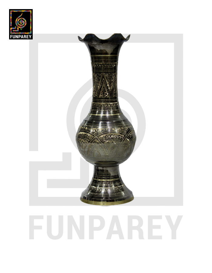 Handmade 14" Ample Throat Brass Vase Pair 'Opulent'
