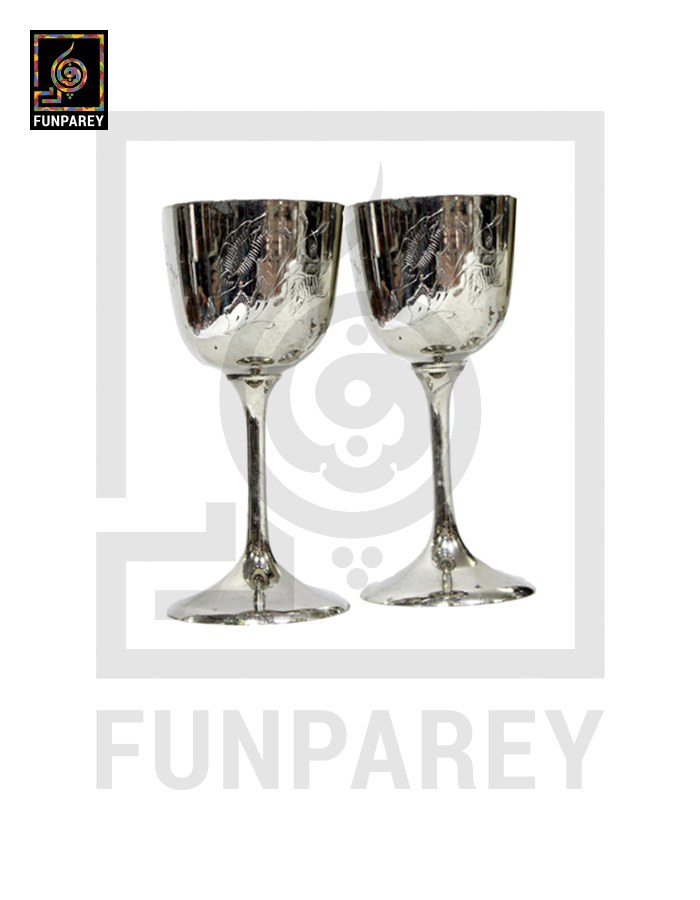 Handmade 6" Brass Chalices Pair "Chromium"