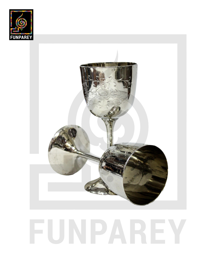 Handmade 6" Brass Chalices Pair "Chromium"