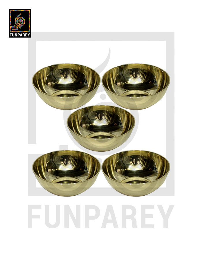 Premium 5" Brass Bowl Set (5 Pieces)