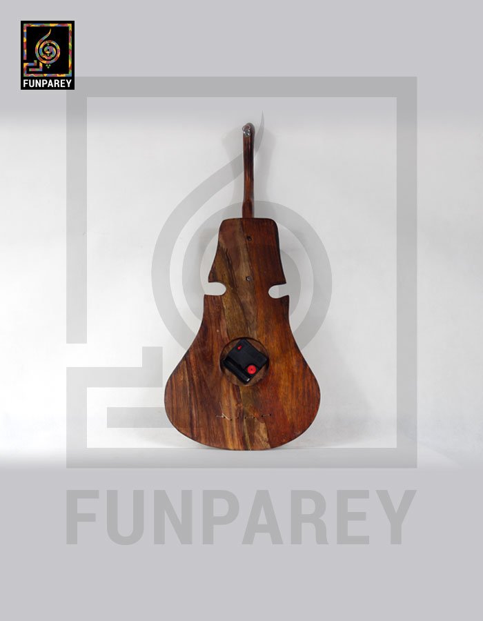Wooden Hand Carved Guitar Wall Clock