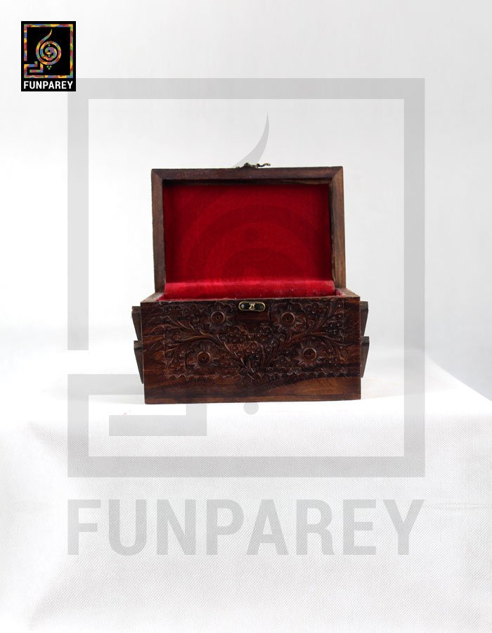 Hand Carved Wooden Cantilever Jewelry Box 6/9