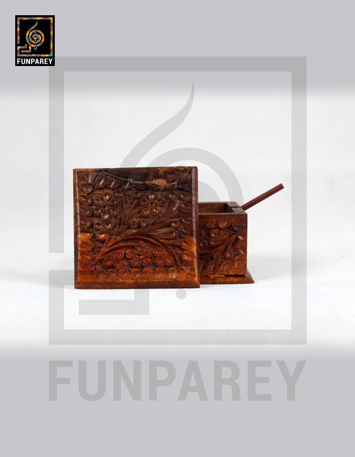Hand Carved Wooden Sugar Pot