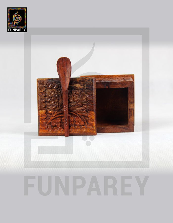 Hand Carved Wooden Sugar Pot
