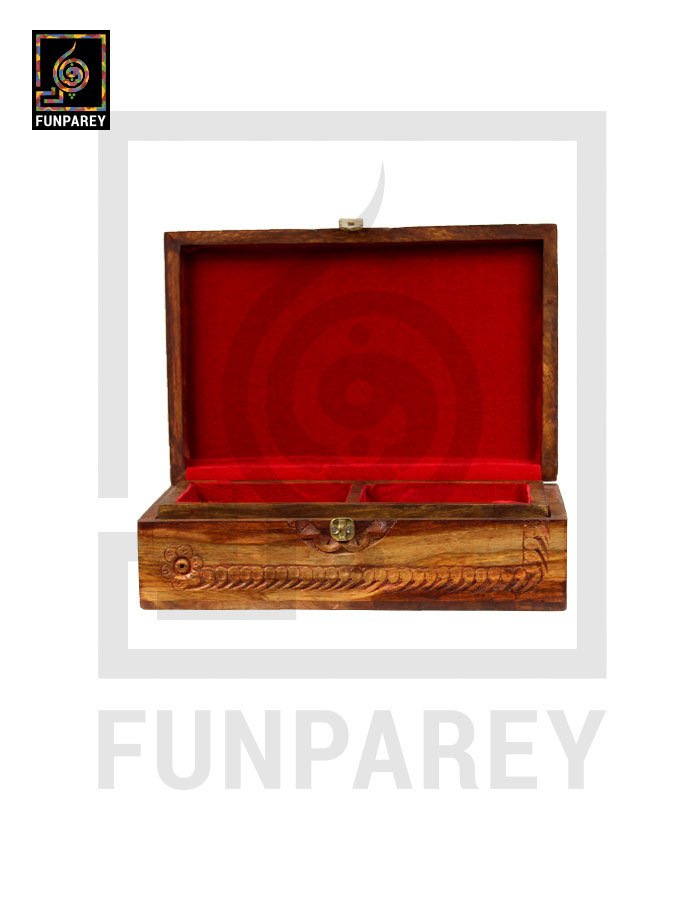 Hand Carved Wooden Storage Box 8/12 Lockable