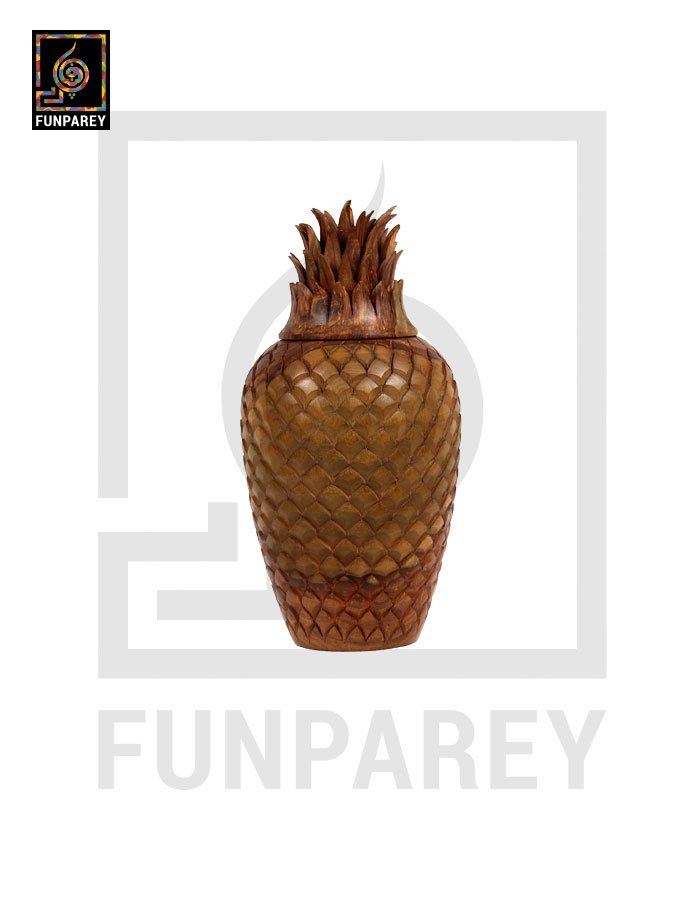 Hand Carved Wooden Pineapple Shaped Jar Set (3 Pieces)