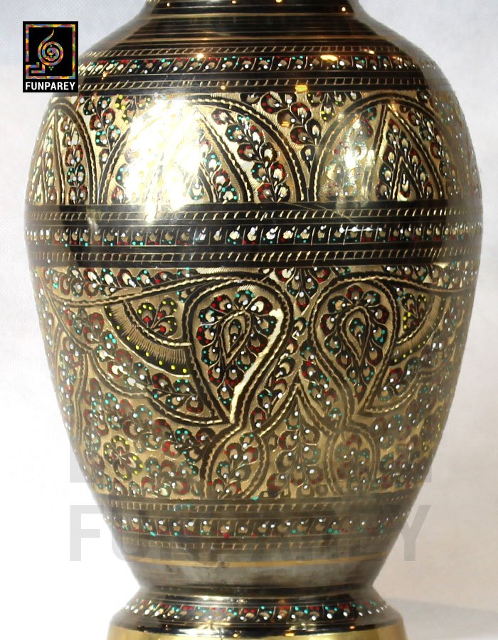 Handmade Decorative Brass Vase Heavy 14" Star