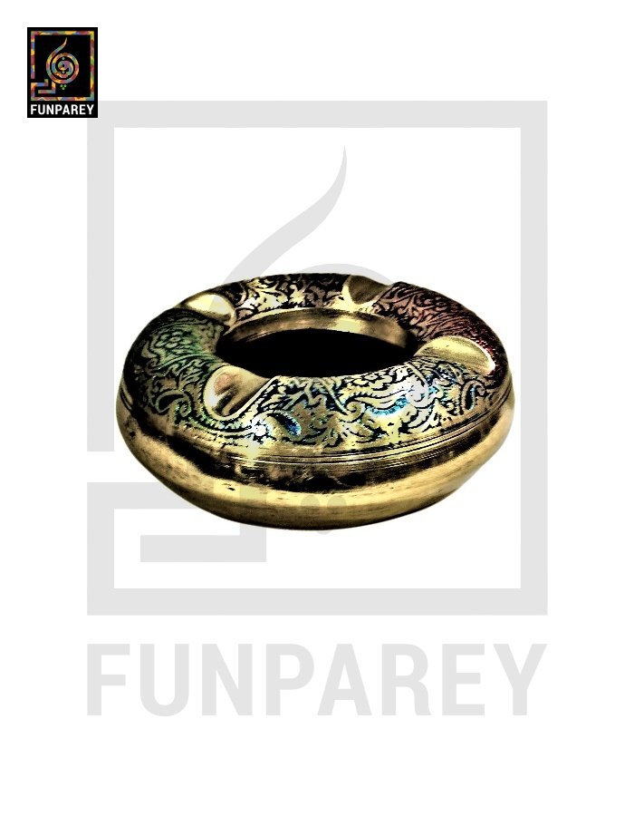Premium Brass Multicolor Ashtray with Motif Works (Medium)