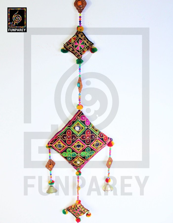 Handmade Antique Embroidered Cushion Door Chime Large (Single)