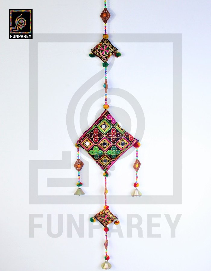 Handmade Antique Embroidered Cushion Door Chime Large (Single)