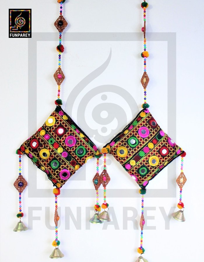 Handmade Antique Embroidered Cushion Door Chime Small Pair