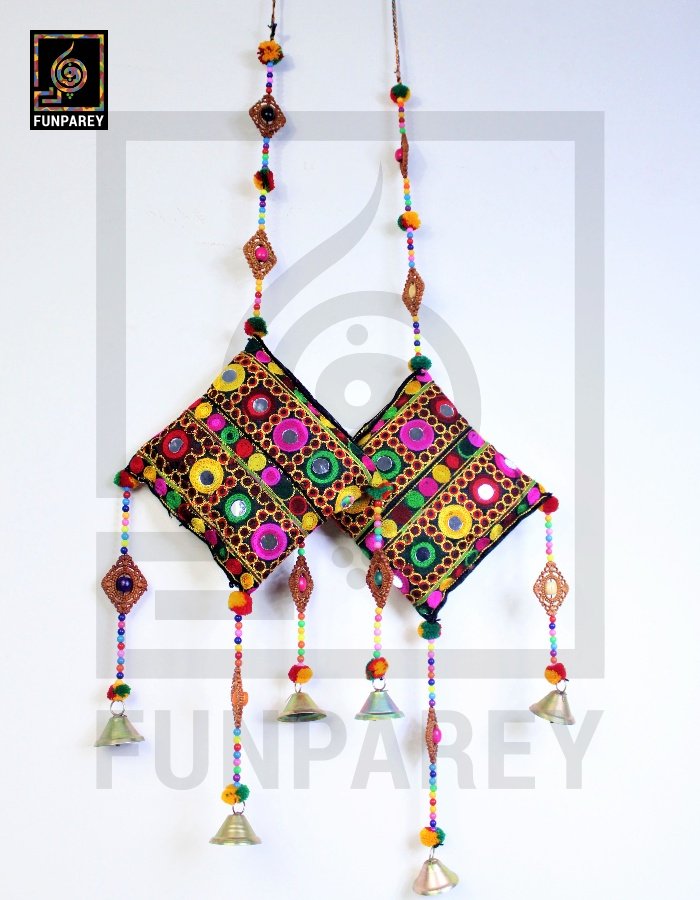 Handmade Antique Embroidered Cushion Door Chime Small Pair