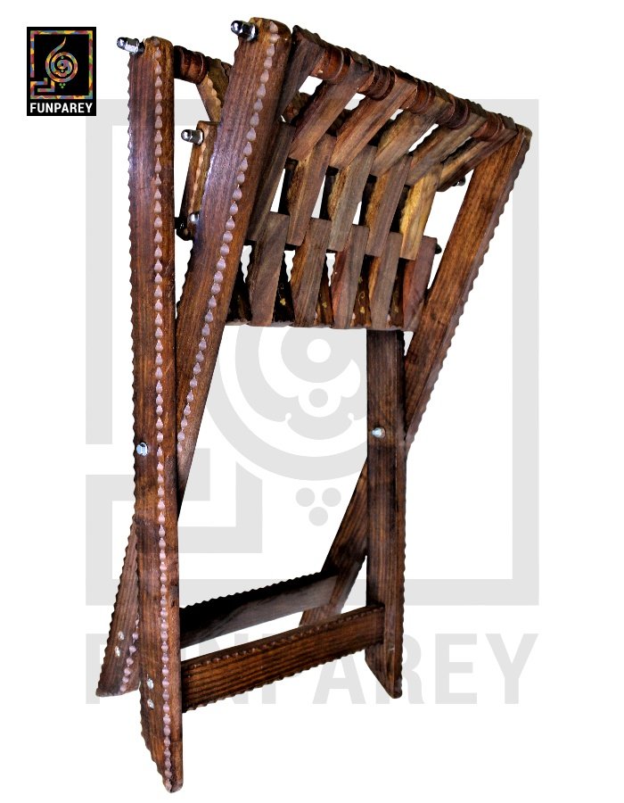 Wooden Foldable Camping Stool With Brass Work