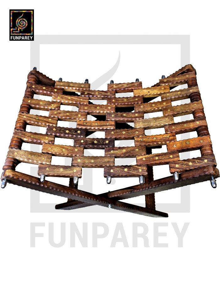 Wooden Foldable Camping Stool With Brass Work