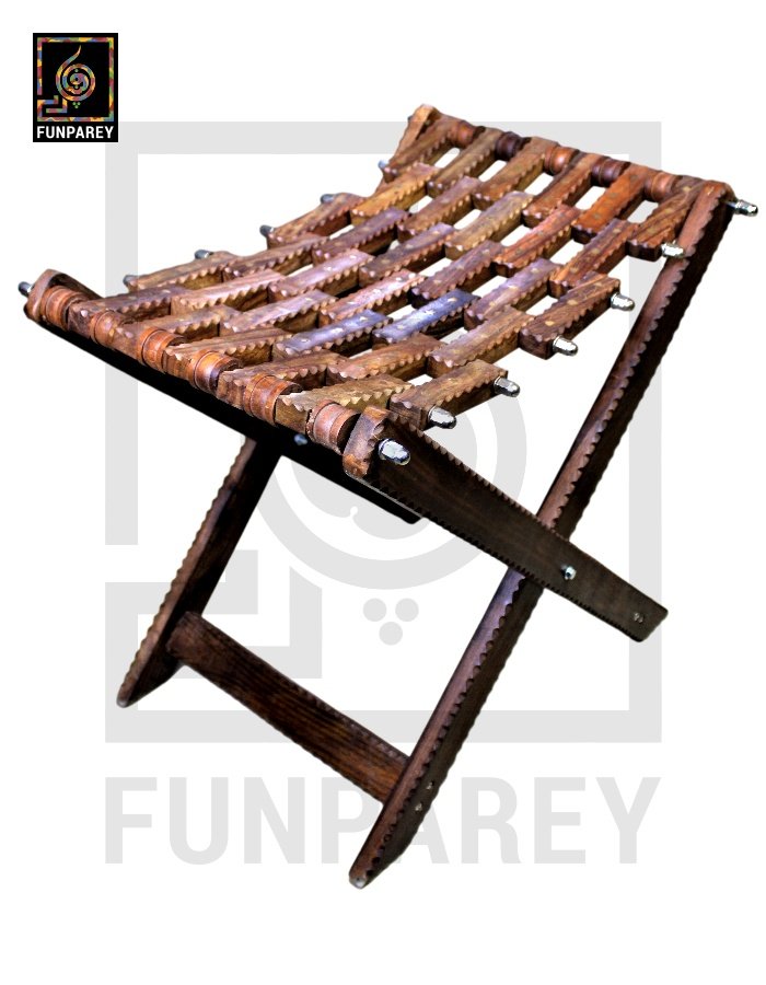 Wooden Foldable Camping Stool With Brass Work
