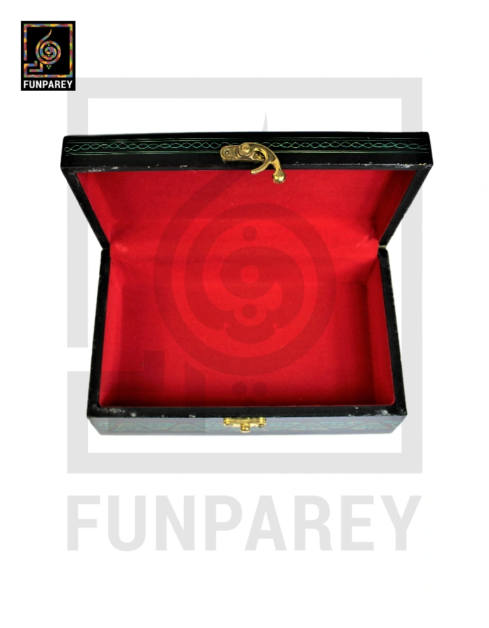 Wooden Jewelry Box 8/5 with Nakshi Art Green