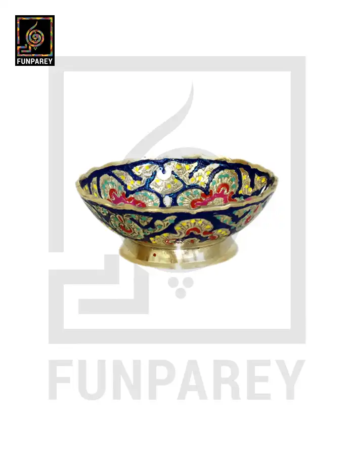 Brass Decorative Snack Bowl 4" With Floral Design