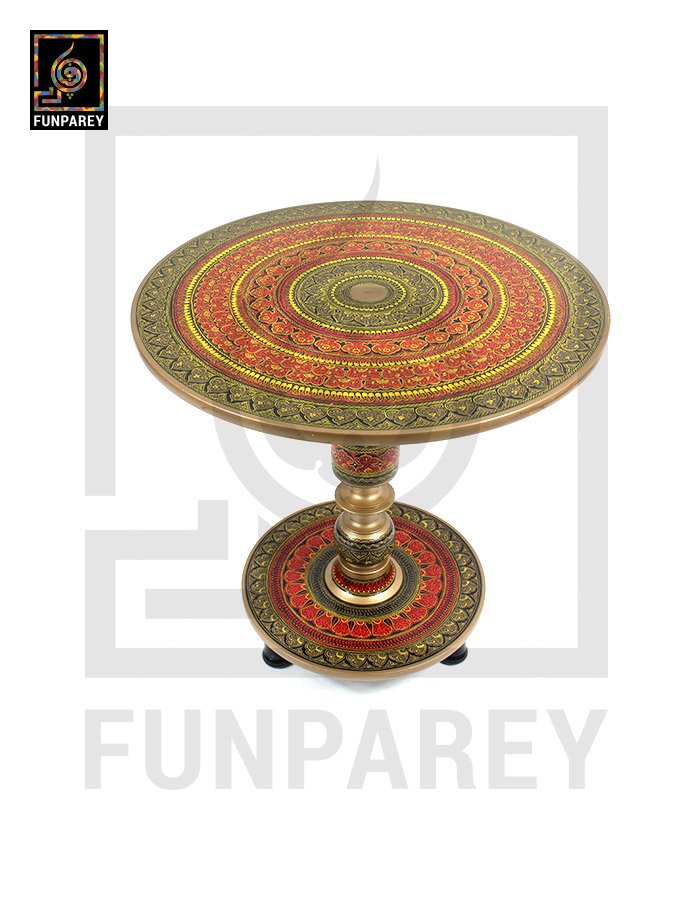 Wooden Table with Naqshi Art - 24"
