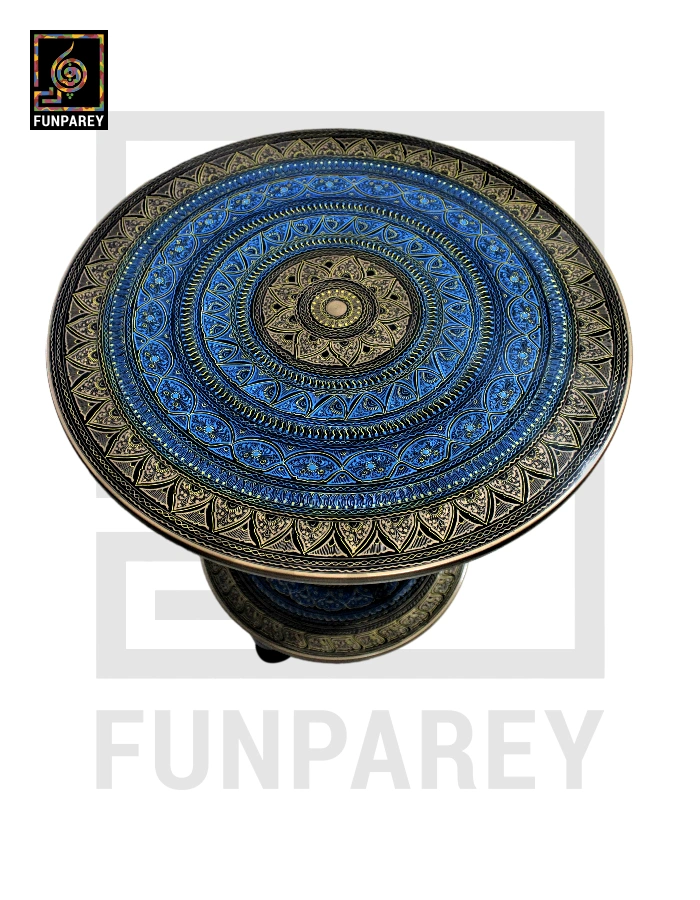 Wooden Table with Naqshi Art - 24"