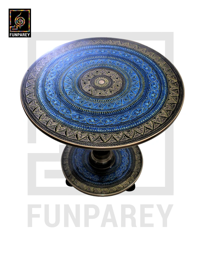 Wooden Table with Naqshi Art - 24"