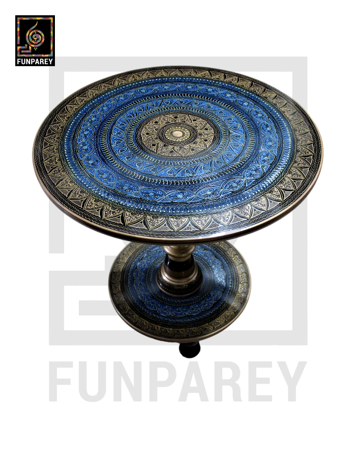 Wooden Table with Naqshi Art - 24"