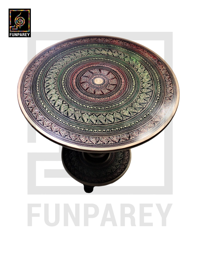 Wooden Table with Naqshi Art - 24"