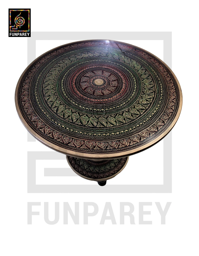 Wooden Table with Naqshi Art - 24"
