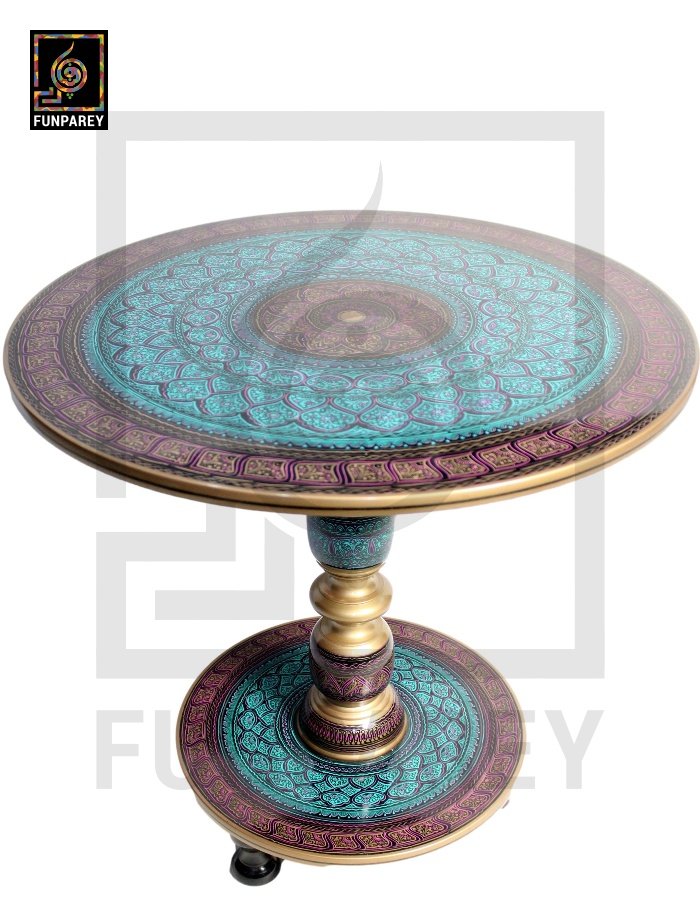 Wooden Table with Naqshi Art - 24"