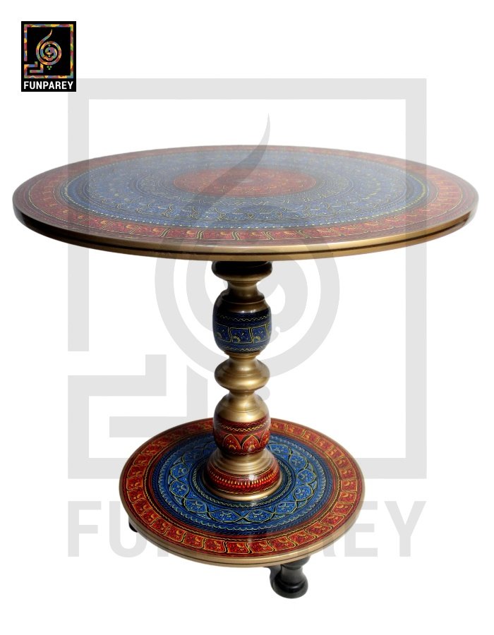 Wooden Table with Naqshi Art - 24"