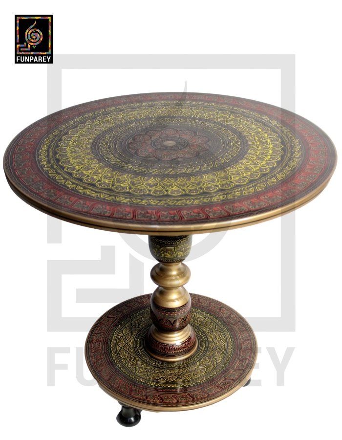 Wooden Table with Naqshi Art - 24"