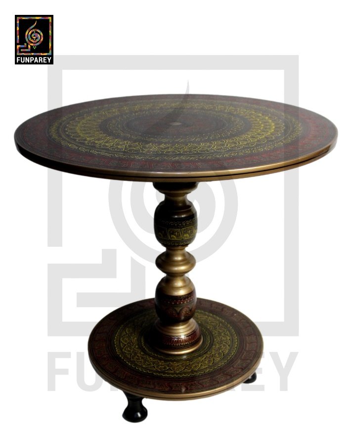 Wooden Table with Naqshi Art - 24"