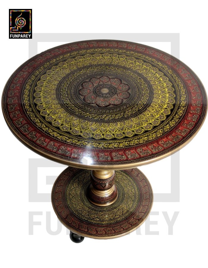 Wooden Table with Naqshi Art - 24"