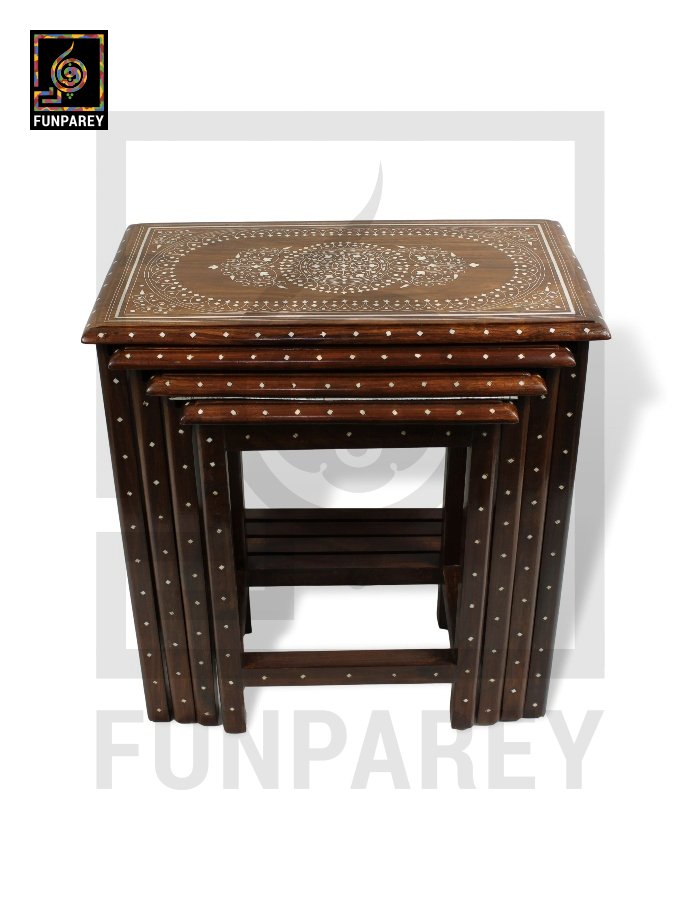 Nesting Tables With Standard White Fiber Work