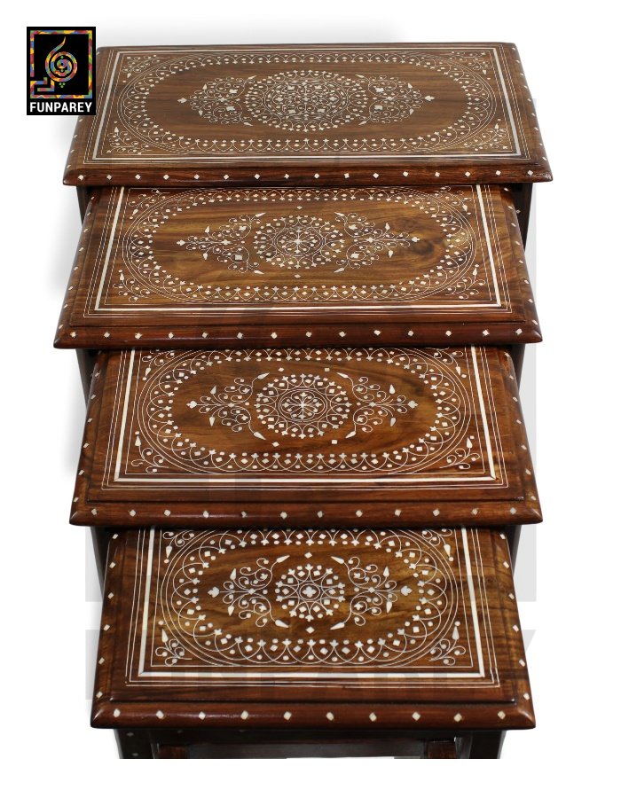 Nesting Tables With Standard White Fiber Work