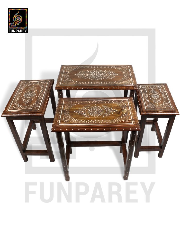 Nesting Tables With Standard White Fiber Work