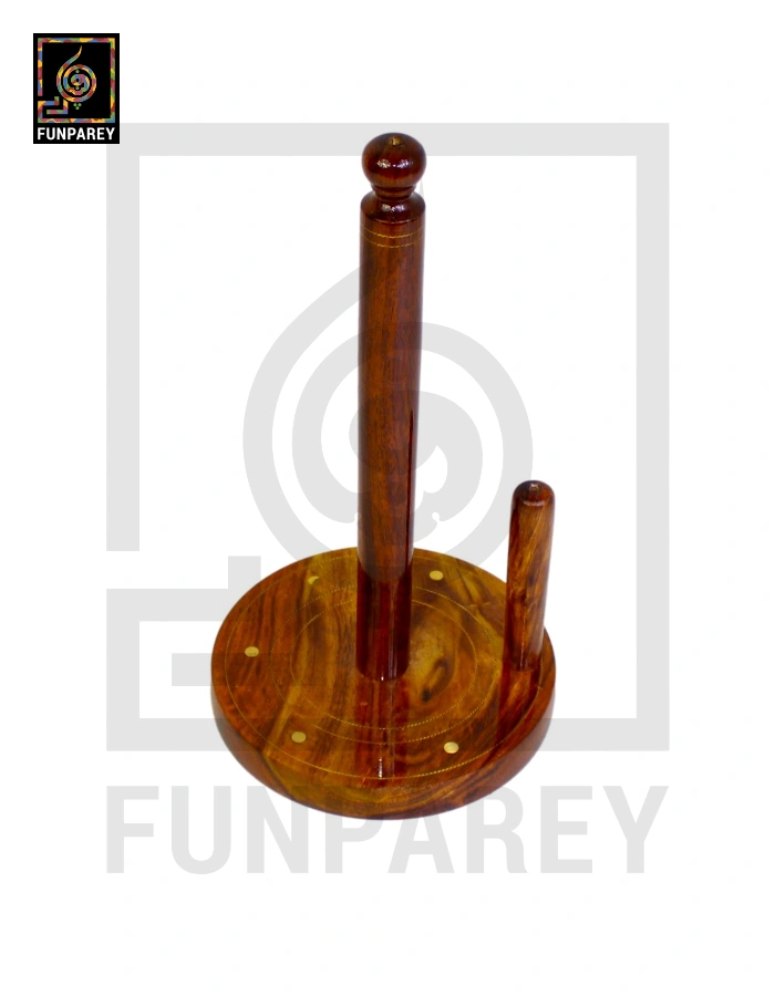 Handcrafted Kitchen Tissue Roll Holder With Brass Work - Large